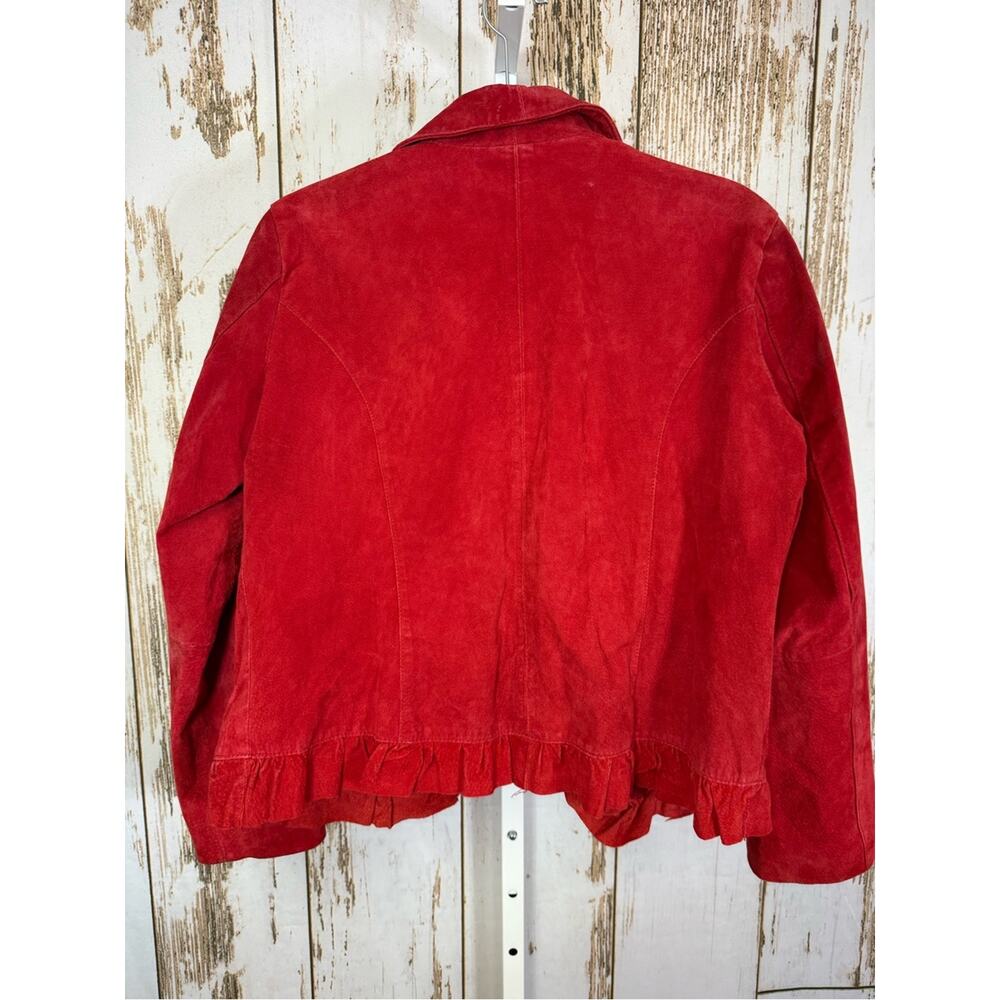 Christopher & Banks, Red Leather Button-Front Jacket. Size Large. - Picture 6 of 6